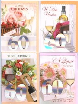 Karnet B6 z naklejką 60-te urodziny (10szt) MIX