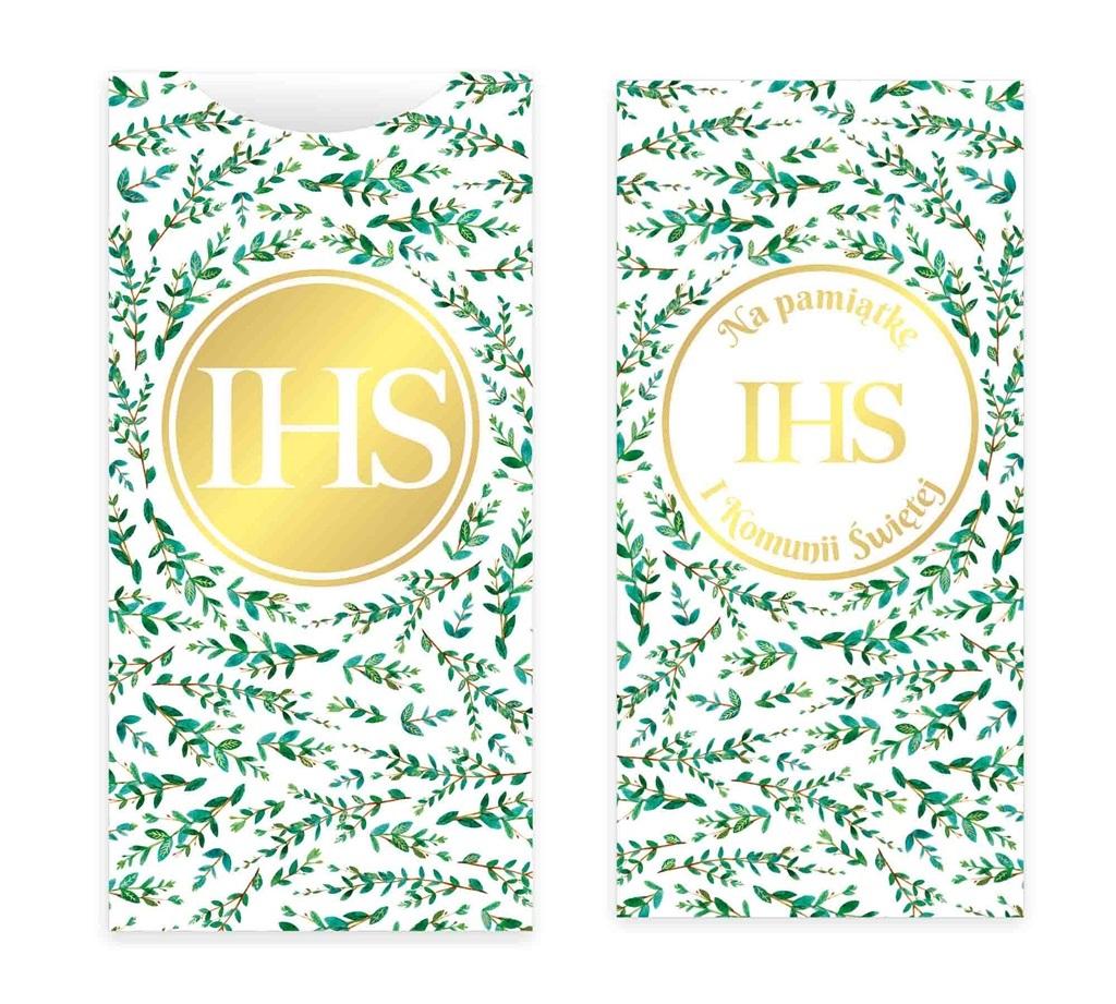 Karnet DL Komunia pamiątka liście