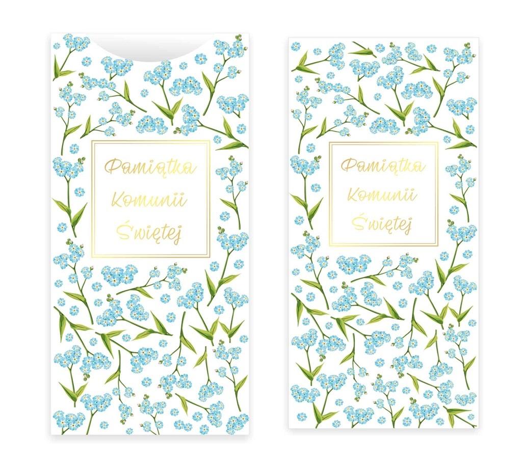 Karnet DL Komunia pamiątka niezapominajki