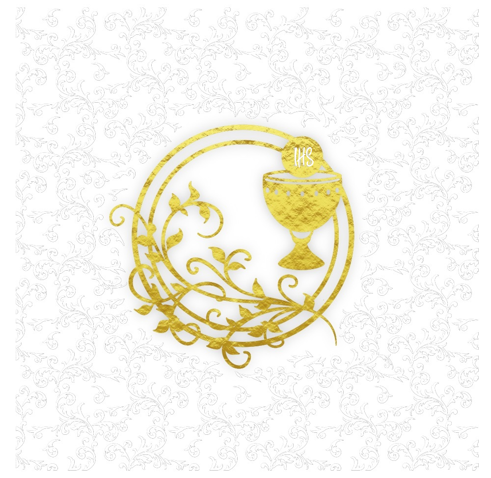 Karnet KW Komunia Tłoczenie Kielich