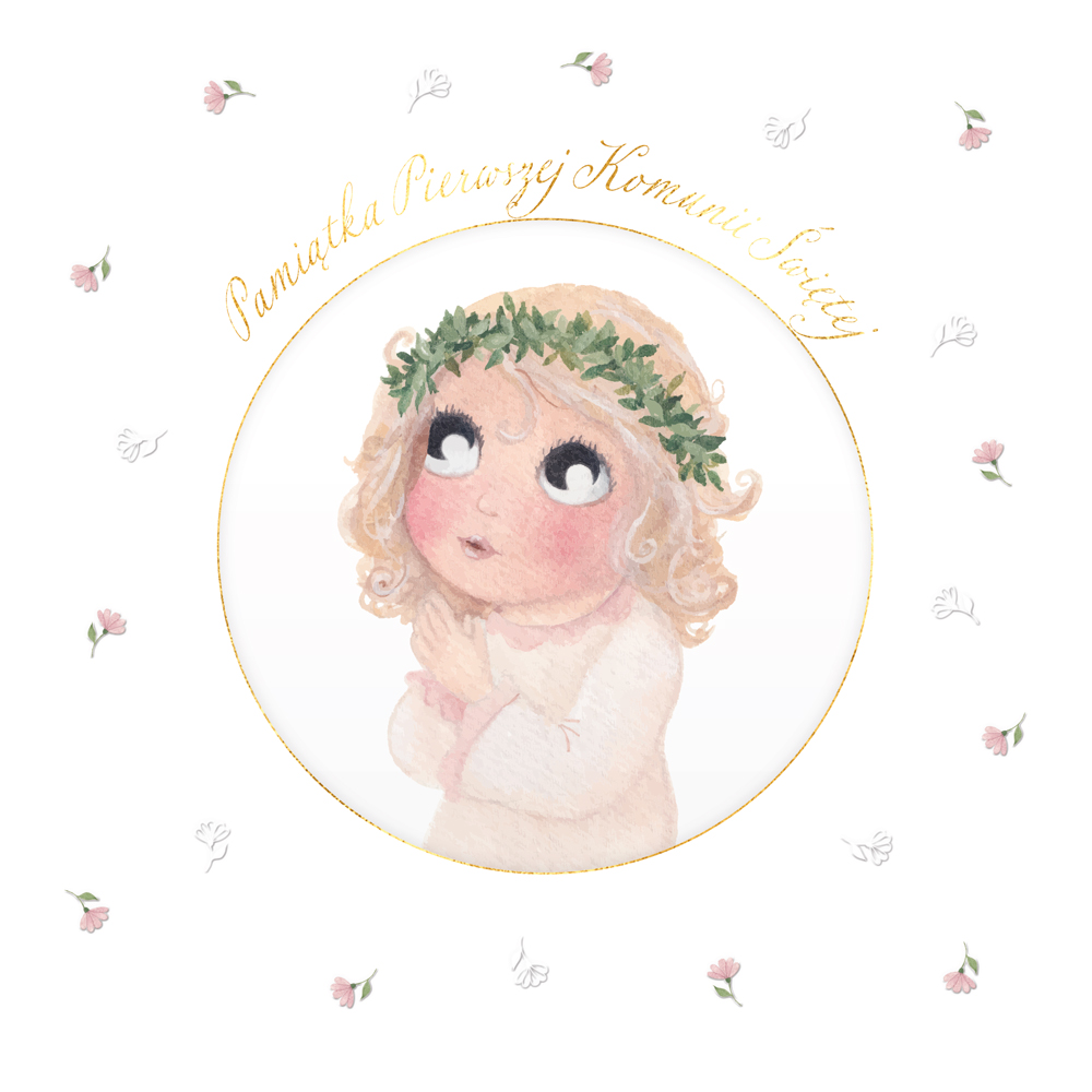 Karnet KW komunia z kółkiem HS dziewczynka