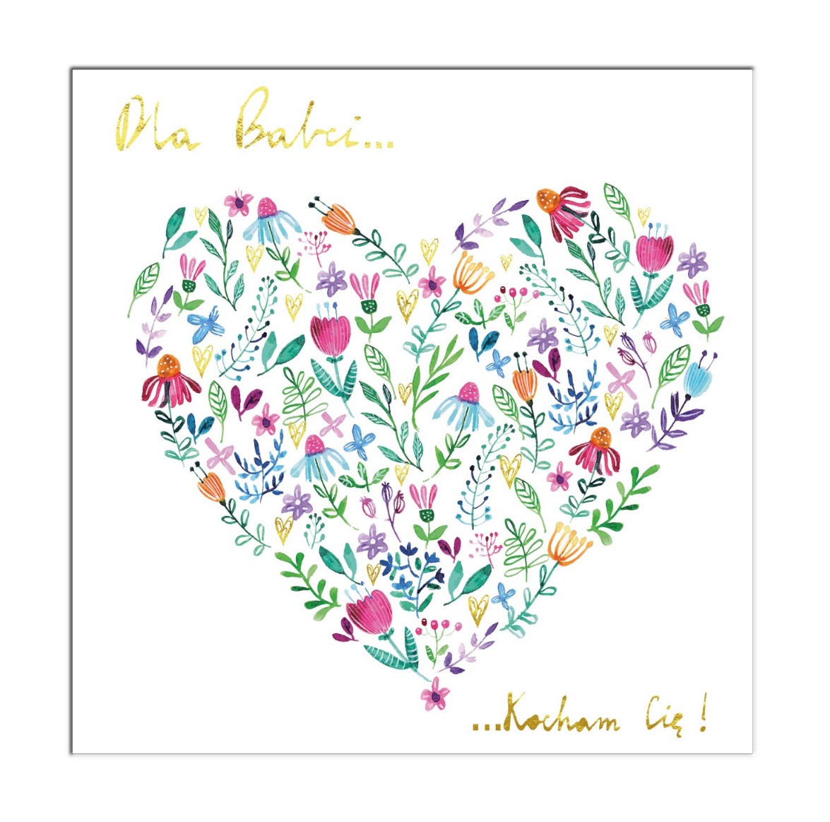 Karnet KW Serce kwiatowe Babcia