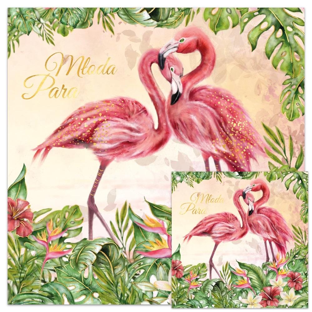 Karnet KW ślub flamingi