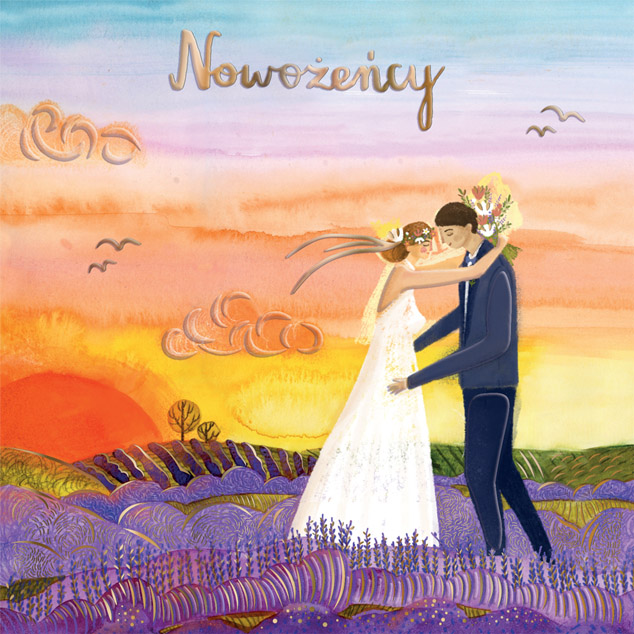 Karnet KW Ślub  Para w lawendzie