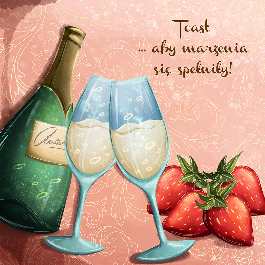 Karnet kwadrat szampan