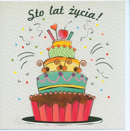 Karnet kwadrat Urodziny Sto lat życia! Tort
