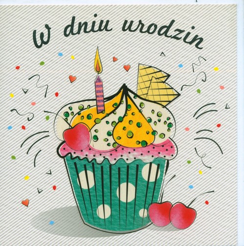 Karnet kwadrat Urodziny W dniu urodzin babeczka