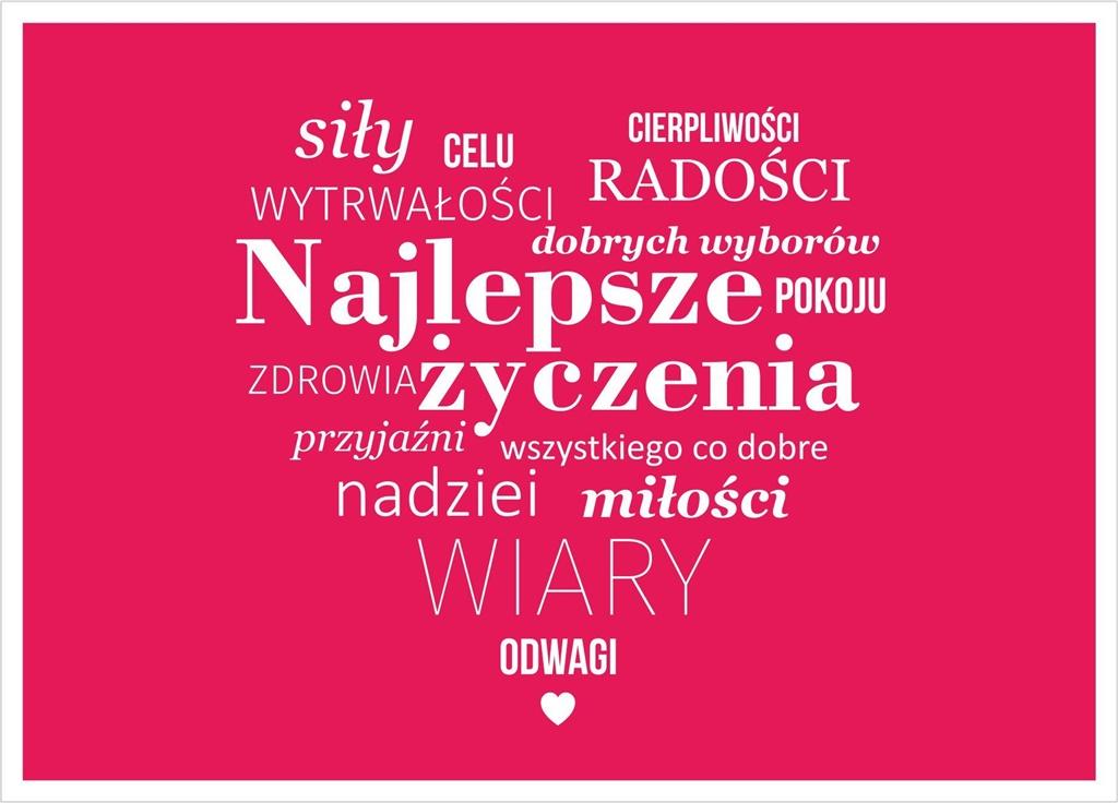 Kartka - Najlepsze życzenia - malinowa, serce