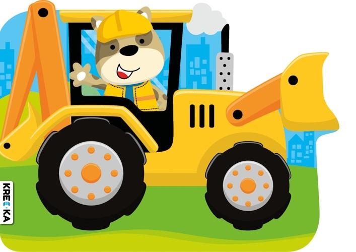 Kolorowanka Pojazdy dla maluchów: Koparko-ładowarka żółta