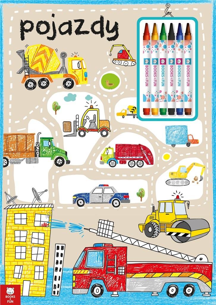 Kolorowanka Pojazdy z kredkami