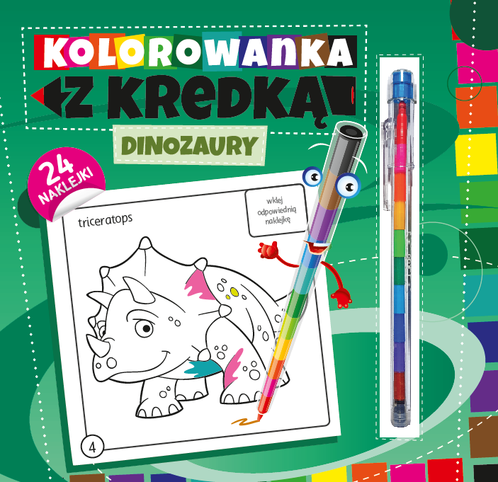 Kolorowanka z kredką Dinozaury