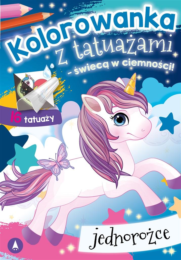 Kolorowanka z tatuażami świecą w ciemności Jednorożce