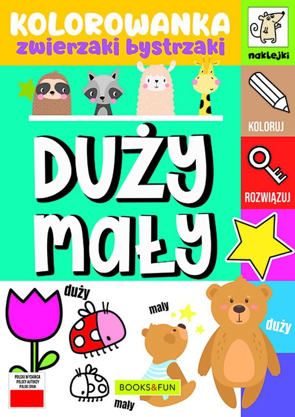 Kolorowanka zwierzaki bystrzaki. duży mały z naklejkami
