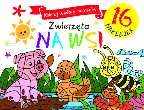 Koloruj według numerów. Zwierzęta na wsi