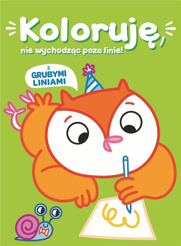 Koloruję bez wychodzenia poza linię. Zielona sówka