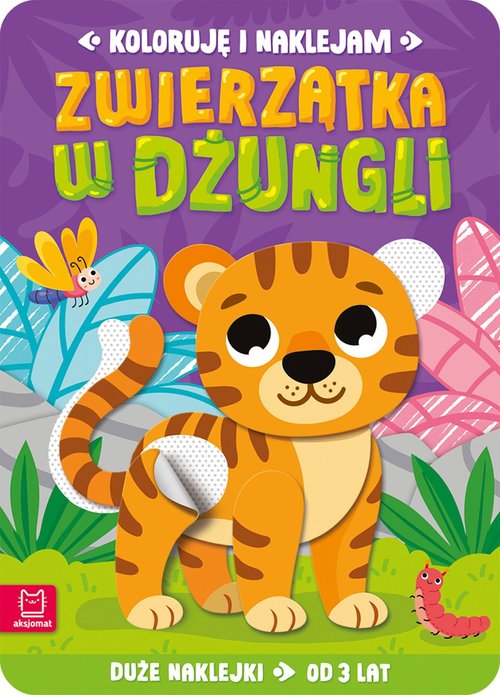 Koloruję i naklejam. Zwierzątka w dżungli. Duże naklejki od 3 lat