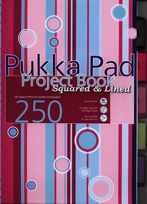 Kołozeszyt A4 Pukka Pad Stripe w kratkę i linie 250 stron