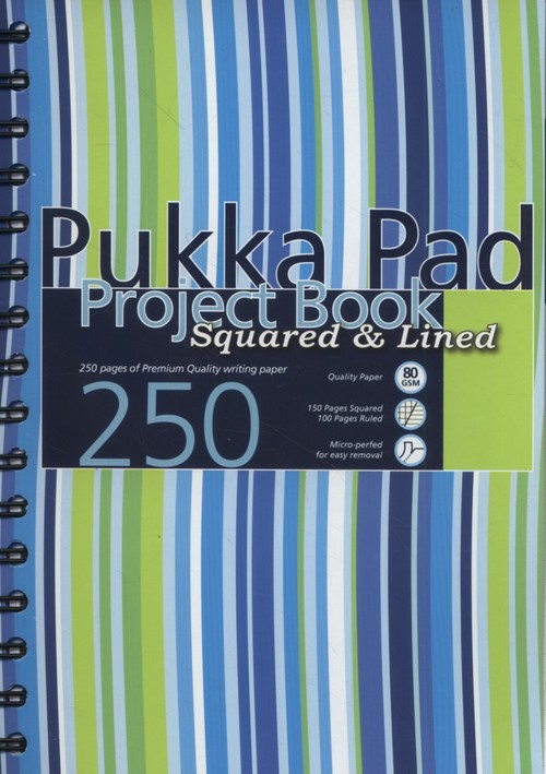 Kołozeszyt A5 Pukka Pad Stripe w kratkę i linie 250 stron