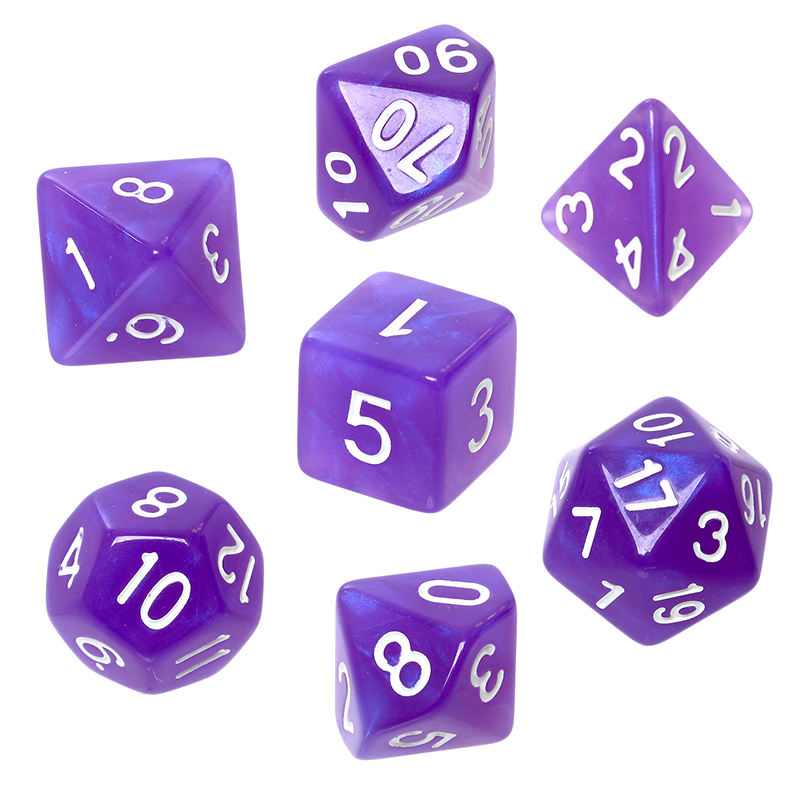 Komplet kości Rebel RPG kamienie księżycowe ametyst