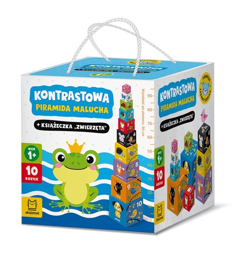 Kontrastowa piramida malucha + książeczka "Zwierzęta" 1+