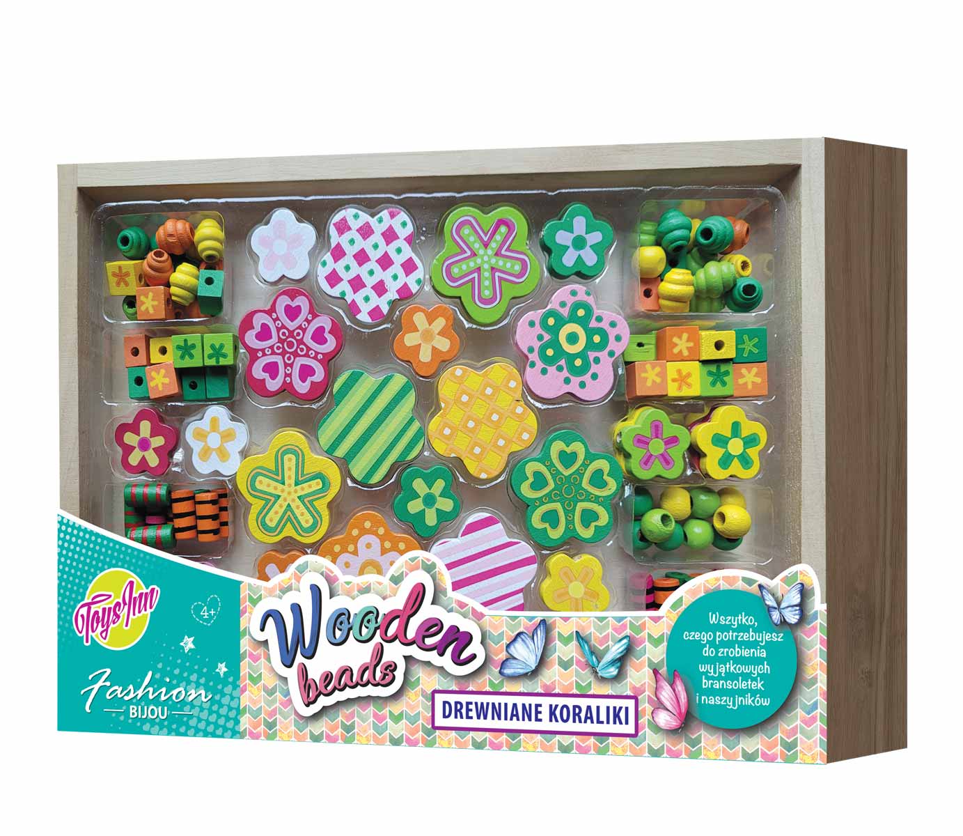 Koraliki drewniane duże kwiaty