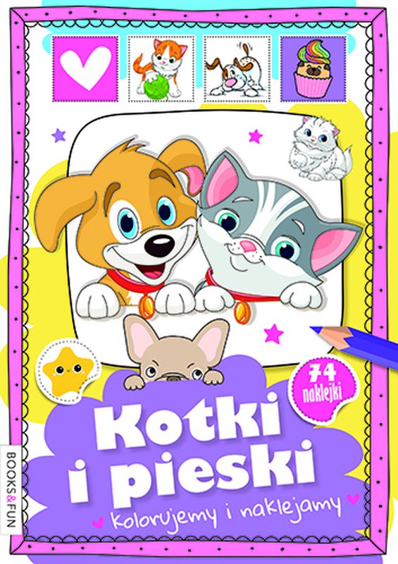 Kotki i pieski kolorujemy i naklejamy