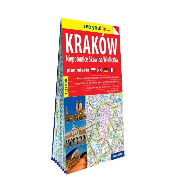 Kraków, Niepołomice, Skawina, Wieliczka; papierowy plan miasta 1:22 000