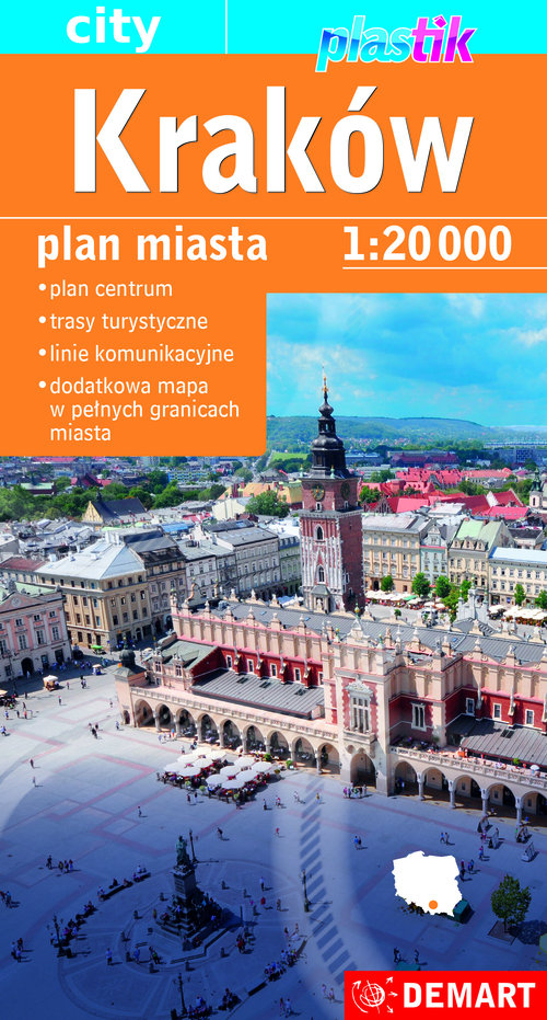Kraków plan miasta 1:20 000 mapa samochodowa plastik