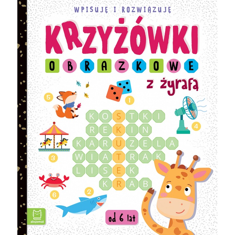 Krzyżówki obrazkowe z żyrafą. Wpisuję i rozwiązuję