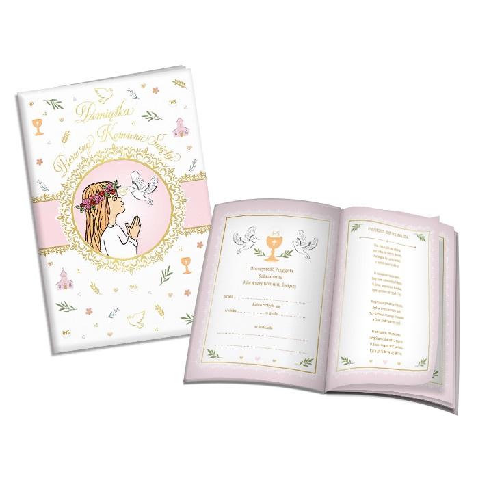 Książeczka A5 Pamiątka Komunijna różowa