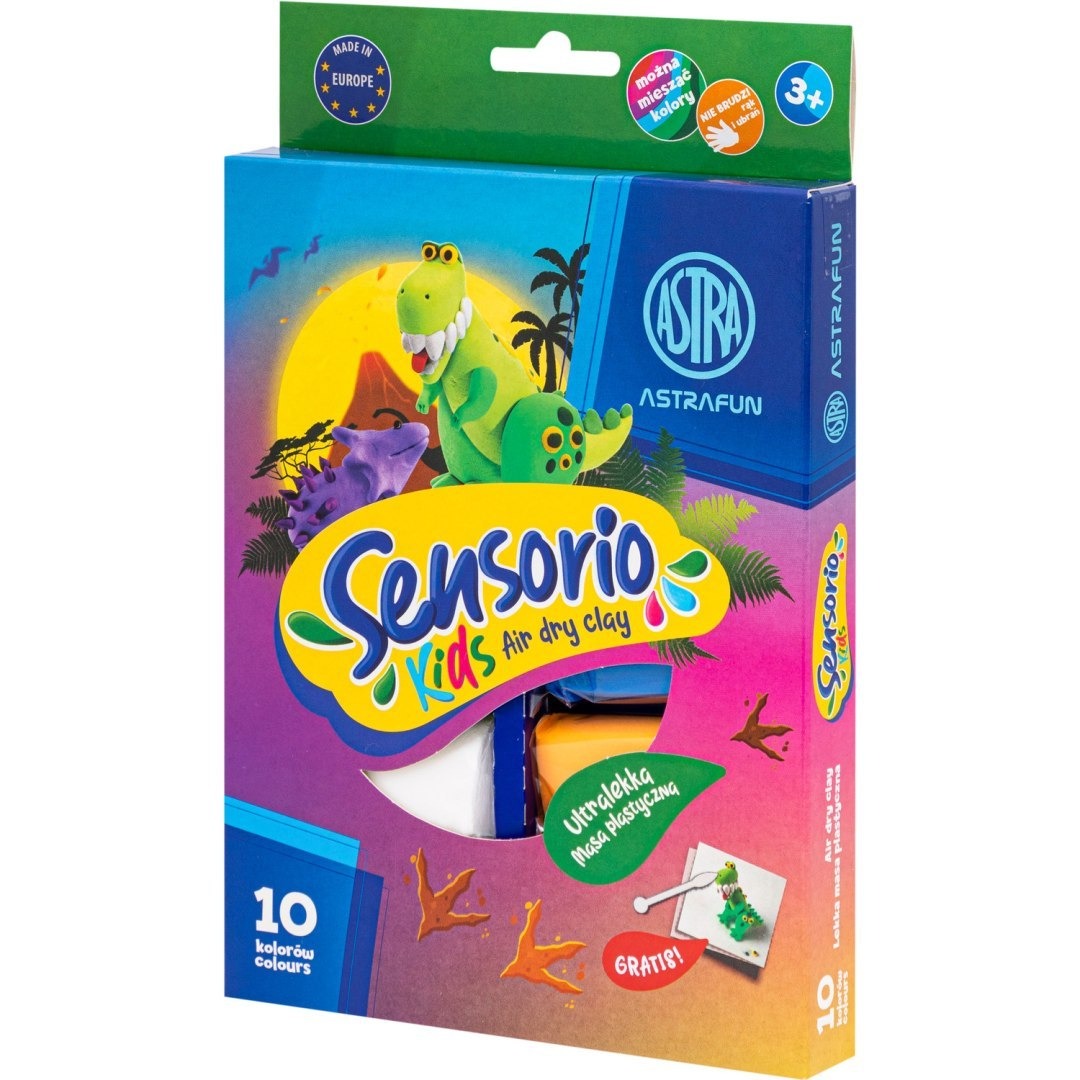 Lekka masa plastyczna Dinozaury Sensorio Kids 10 kolorów