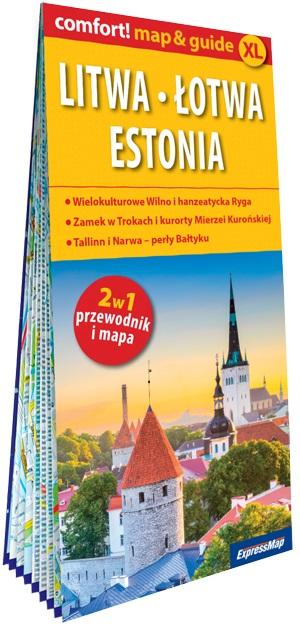 Litwa Łotwa Estonia laminowany map&guide 2w1: przewodnik i mapa