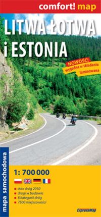 Litwa Łotwa Estonia mapa samochodowa 1:700 000