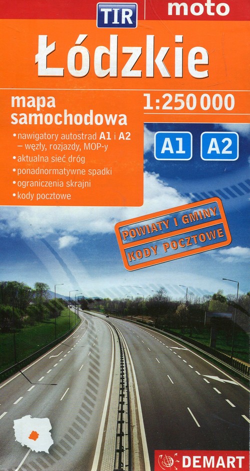 Polska. Łódzkie. Mapa samochodowa TIR moto (skala 1:250 000)