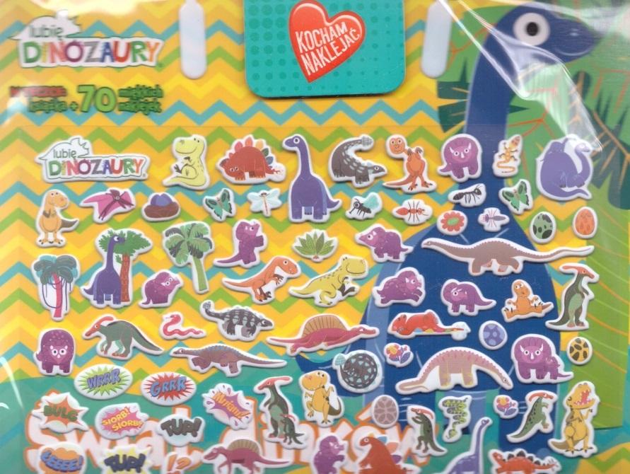 Lubię Dinozaury Kocham naklejać Świat dinków