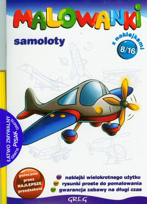 Malowanki 8 Samoloty + pisak