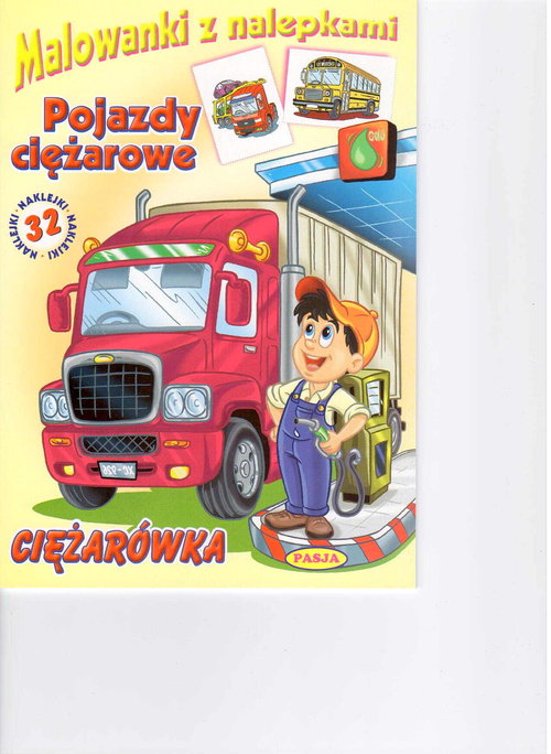 Malowanki z nalepkami. Pojazdy ciężarowe + 32 naklejki