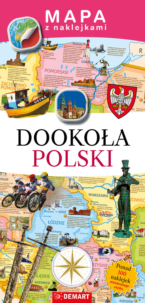 Mapa z naklejkami Dookoła Polski