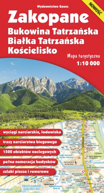 Mapa. Zakopane, Bukowina Tatrzańska, Białka Tatrzańska i Kościelisko 1:10 000