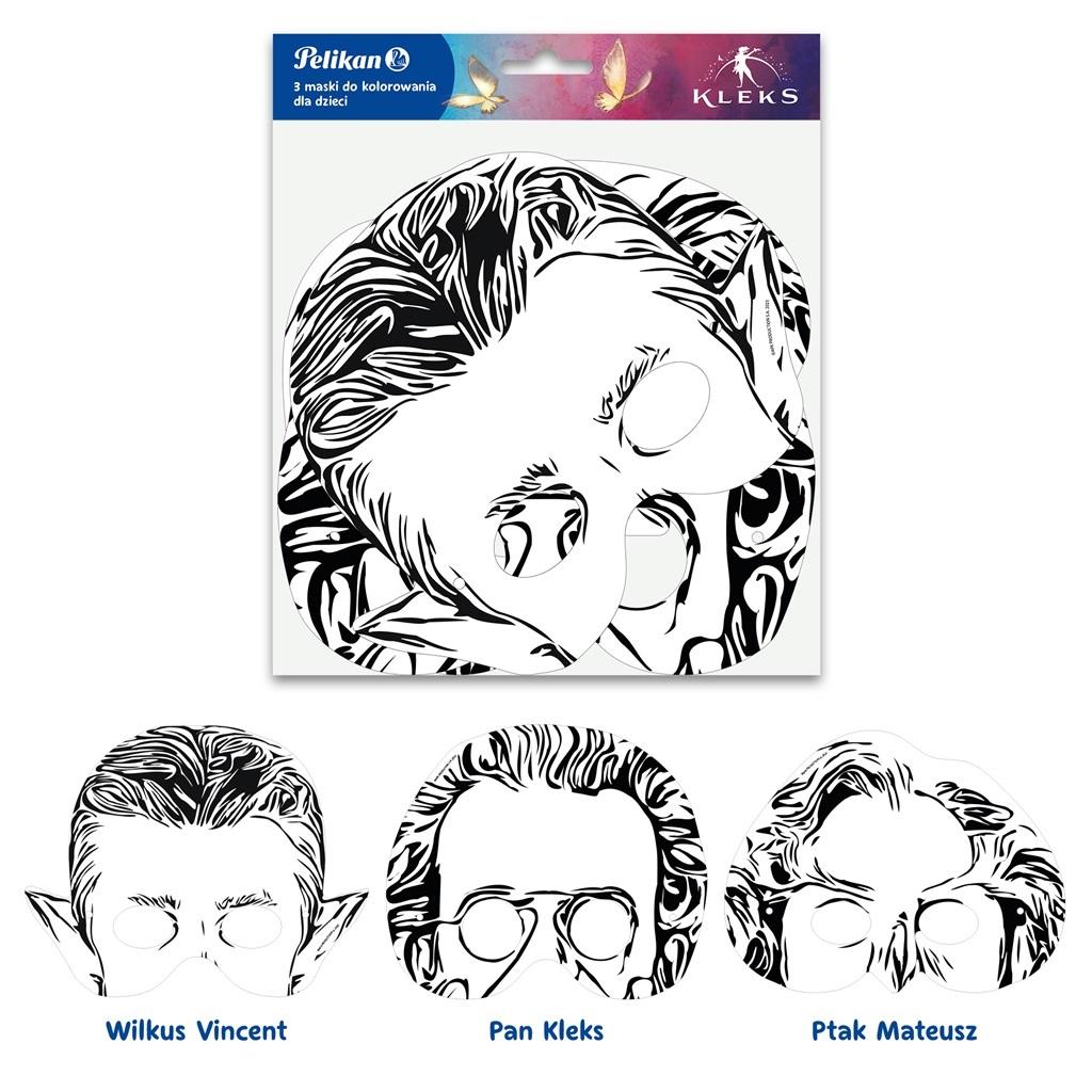 Maski dla dzieci do kolorowania Kleks 3 szt. Pelikan