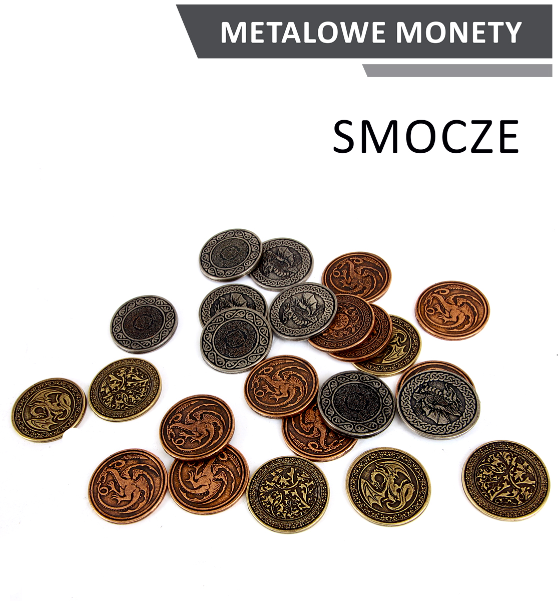 Metalowe monety smocze zestaw 24 monet