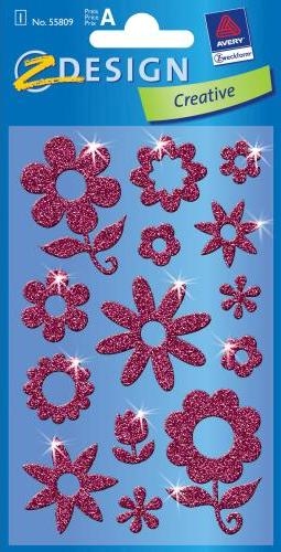 Naklejki brokatowe. Kwiaty