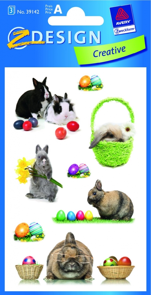 Naklejki wielkanocne papierowe. Zajączki 2