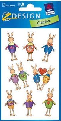 Naklejki wielkanocne papierowe. Zajączki