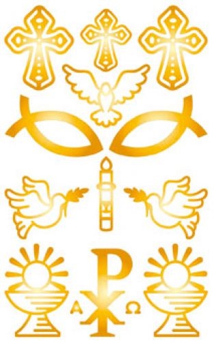 Naklejki złote komunijne