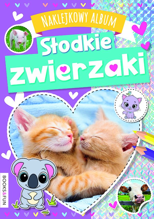 Naklejkowy album słodkie zwierzaki z naklejkami z brokatem