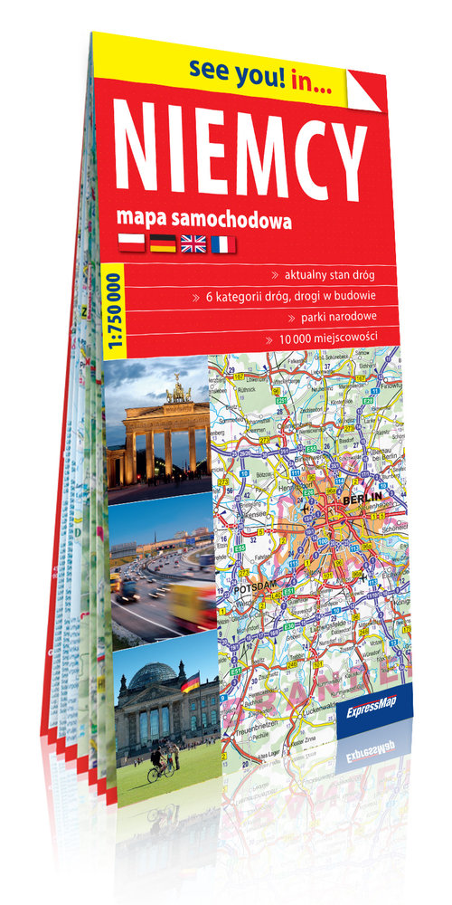 Niemcy papierowa mapa samochodowa 1:750 000