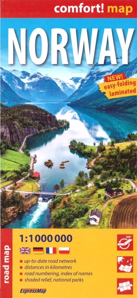 Norwegia (Norway); laminowana mapa samochodowa 1:1 000 000