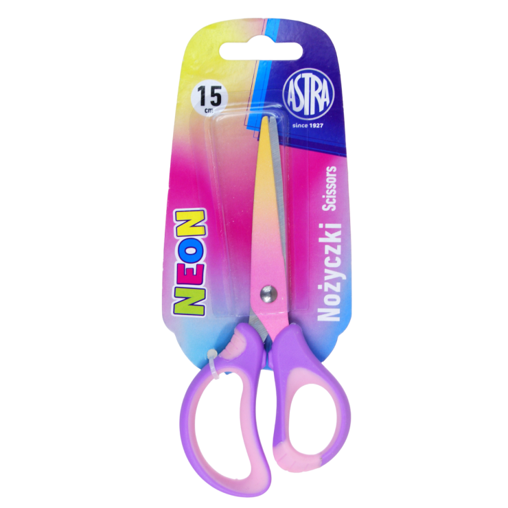 Nożyczki szkolne ergonomiczne Astrakids Neon 15 cm.