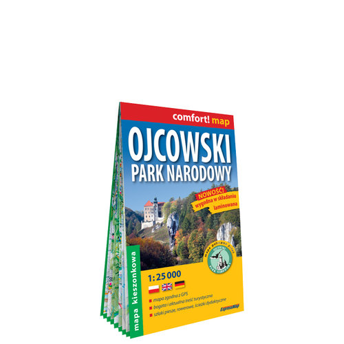 Ojcowski Park Narodowy kieszonkowa laminowana mapa turystyczna 1:25 000